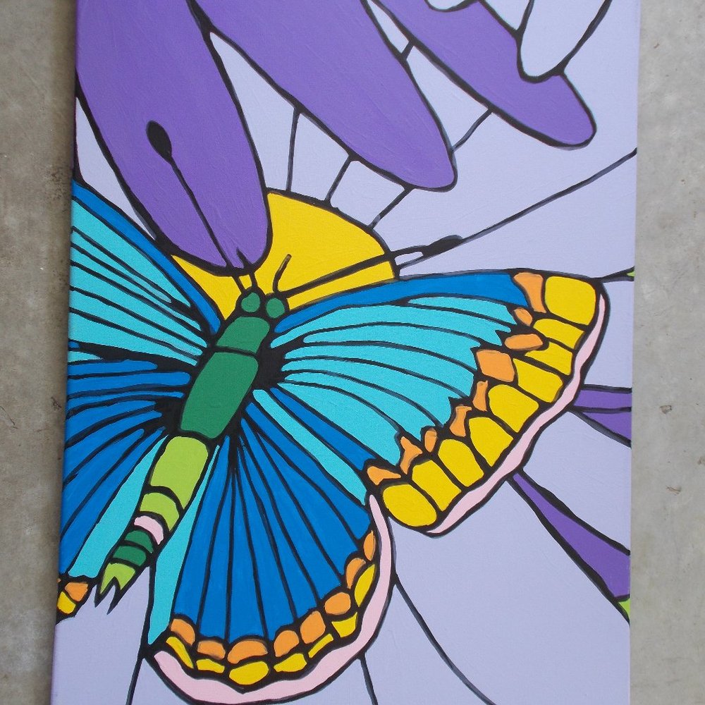 Butterfly Fun acrylic painting, 18"x24"
